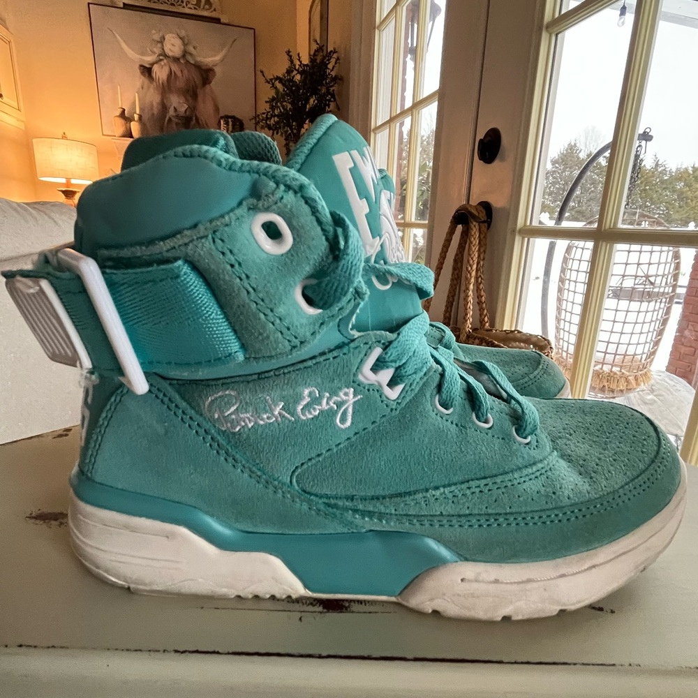 Ewing 33 Hi-top Suede Tiffany Blue size 6M - Picture 3 of 5